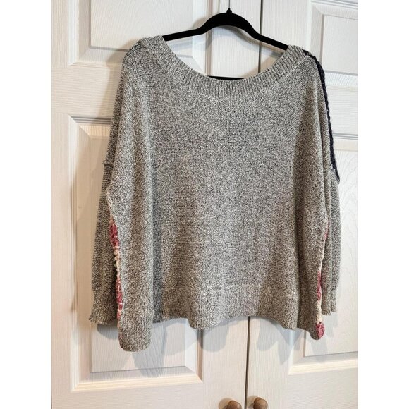 Free People Women's Grey and Blue Jumper - Picture 5 of 6